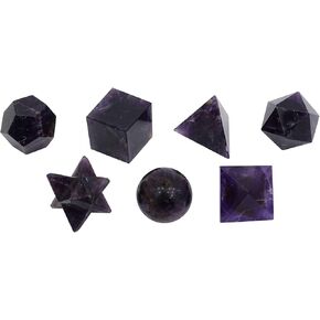 حجر الجمشت 7 قطع الهندسة المقدسة مجموعات الريكي شفاء الكريستال هدية روحية in Kuwait