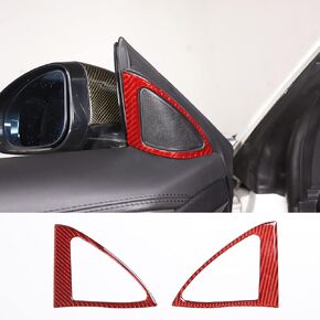 Real Carbon Fiber A-Pillar Audio Stereo Speaker Trim Cover Frame Compatible with Jaguar F-Type 2013-2022, A-Pillar Speaker Frame Trim Sticker Accessories (Black)