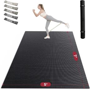 HAPBEAR Extra Large Exercise Mat-7'x5'/6'x8'/6'x9'x8mm(1/3 inch),Non-Slip, Ultra Durable, Thick Workout Mats for Home Gym Flooring Cardio, Yoga Mats for Fitness, High-Density Exercise Mat, Shoes-Friendly