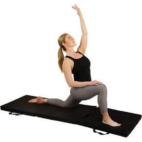 Sunny Health & Fitness Folding Gymnastics Tumbling Mat - Extra Thick with Carry Handles - for Exercise, Yoga, Fitness, Aerobics, Martial Arts, Cardio