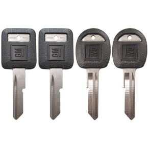 4 Keys Set - New GM Logo OEM "E" Ignition + "H" Doors/Trunk Key Blanks Uncut 595198 + 595311 Fits Select GM Vehicles