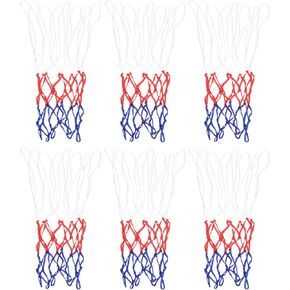 PATIKIL 8 Loops 12" Dia. Mini Basketball Net Replacement, 6 Pack PP Basketball Hoop Net Rim Nets Sturdy for Indoor Outdoor, White Red Blue