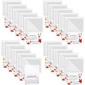 Glenmal 2024 Peel and Stick Calendar 2-in-1 Car Calendar Wall Calendar Sticker Decal with Blank Clear Pocket and Adhesive Backing for Business Cards Auto Car Truck Laptop Fridge(5 Pcs)