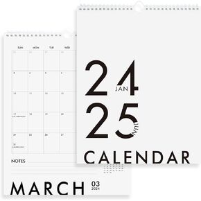 Horizontal Wall Calendar 2024-2025 | 18 Months Hanging Calendar (April 2024 to September 2025) Modern White Design with Beige Notes Section 11x13.5 Inches in Kuwait