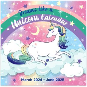 Kids Calendar 2024-2025 - 2024-2025 Unicorn Wall Calendar, 16-Month Monthly Wall Calendar, Mar. 2024 - Jun. 2025, 12" x 24" (Open), 2024-2025 Calendar