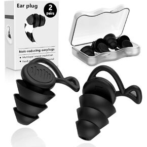 2 Pair Ear Plugs, Ear Plugs for Sleeping, Noise canceling earplugs, Sleep Noise canceling earplugs, Silent earplugs, for use in Sleep, Swimming, Work, Travel, Concerts. Reusable Silicone earplugs