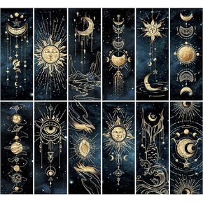 12 PCS Cool Night Sky Bookmark, Bookmarks for Book Lovers, Bulk Bookmarks for Men, Unique Book Mark for Boys, Girls, Students, Classroom Gifts, School Prize, Reading Present