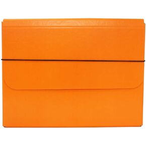 JAM PAPER Strong Thin Portfolio Carrying Case with Elastic Band Closure - 9 1/4 x 1/2 x 12 1/2 - Natural Kraft - Sold Individually in Kuwait