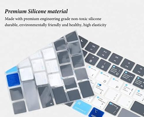 Keyboard Cover with MAC OS Shortcut Hot Keys for Apple MacBook Neo 13 / Pro 14 inch A3426 A3427 A3434 A3112 A3401 A3185/ Pro 16 A3428 A3429 A3403 M5 M4 M3 M2,MacBook Air 13.6" 15.3" Skin-Blue&White in Kuwait