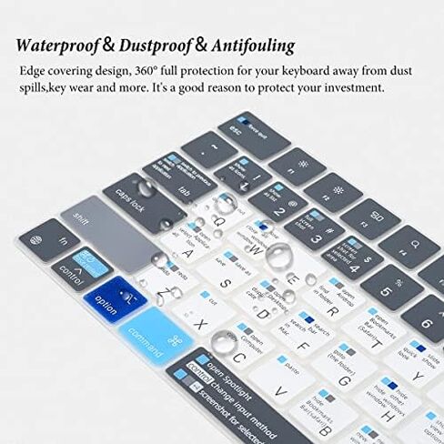 Keyboard Cover with MAC OS Shortcut Hot Keys for Apple MacBook Neo 13 / Pro 14 inch A3426 A3427 A3434 A3112 A3401 A3185/ Pro 16 A3428 A3429 A3403 M5 M4 M3 M2,MacBook Air 13.6" 15.3" Skin-Blue&White in Kuwait