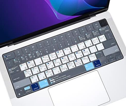 Keyboard Cover with MAC OS Shortcut Hot Keys for Apple MacBook Neo 13 / Pro 14 inch A3426 A3427 A3434 A3112 A3401 A3185/ Pro 16 A3428 A3429 A3403 M5 M4 M3 M2,MacBook Air 13.6" 15.3" Skin-Blue&White in Kuwait
