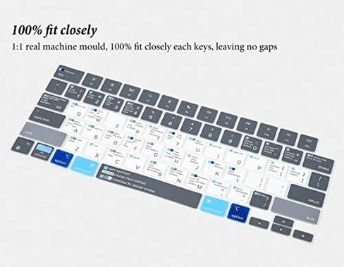 Keyboard Cover with MAC OS Shortcut Hot Keys for Apple MacBook Neo 13 / Pro 14 inch A3426 A3427 A3434 A3112 A3401 A3185/ Pro 16 A3428 A3429 A3403 M5 M4 M3 M2,MacBook Air 13.6" 15.3" Skin-Blue&White in Kuwait