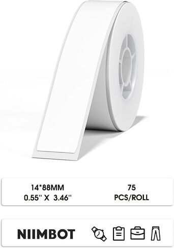 NIIMBOT D11 Label Maker Tape 6Rolls Adhesive White Label Paper 0.47" X 1.57" (12 X 40mm) 160 Labels/Roll, Compatible for NIIMBOT D11 D110 Label Printer, Thermal Paper Black on White, 6-Roll in Saudi Arabia