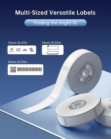 NIIMBOT D11 Label Maker Tape 6Rolls Adhesive White Label Paper 0.47" X 1.57" (12 X 40mm) 160 Labels/Roll, Compatible for NIIMBOT D11 D110 Label Printer, Thermal Paper Black on White, 6-Roll in Saudi Arabia