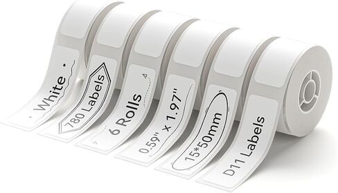 NIIMBOT D11 Label Maker Tape 6Rolls Adhesive White Label Paper 0.47" X 1.57" (12 X 40mm) 160 Labels/Roll, Compatible for NIIMBOT D11 D110 Label Printer, Thermal Paper Black on White, 6-Roll in Saudi Arabia
