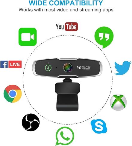 كاميرا ويب C6300 1080P مع ميكروفون وغطاء للخصوصية - كاميرا كمبيوتر USB بعرض 90 درجة للمكالمات والمؤتمرات والتكبير والتصغير والسكايب واليوتيوب - التوصيل والتشغيل لأجهزة الكمبيوتر المحمول وسطح المكتب in Kuwait