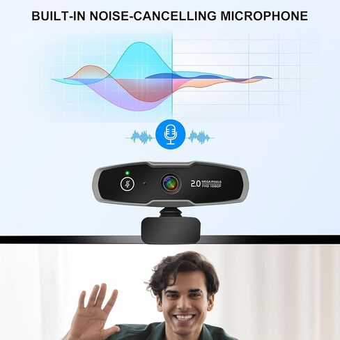 كاميرا ويب C6300 1080P مع ميكروفون وغطاء للخصوصية - كاميرا كمبيوتر USB بعرض 90 درجة للمكالمات والمؤتمرات والتكبير والتصغير والسكايب واليوتيوب - التوصيل والتشغيل لأجهزة الكمبيوتر المحمول وسطح المكتب in Kuwait