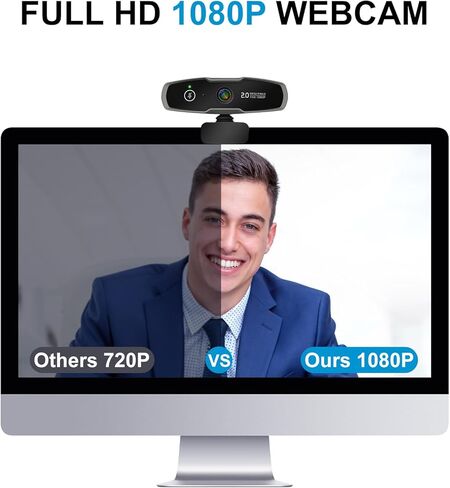 كاميرا ويب C6300 1080P مع ميكروفون وغطاء للخصوصية - كاميرا كمبيوتر USB بعرض 90 درجة للمكالمات والمؤتمرات والتكبير والتصغير والسكايب واليوتيوب - التوصيل والتشغيل لأجهزة الكمبيوتر المحمول وسطح المكتب in Kuwait