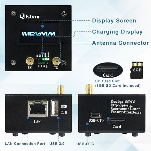 MMDVM Duplex Hotspot Board, Multi-Mode Digital Voice Modem with OLED Display, 8GB SD Card & Orange PI, Support P25 DMR YSF NXD Slot 1 + Slot 2 - Metal Case in Kuwait