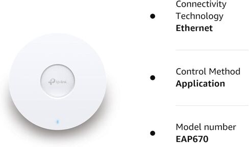 TP-Link EAP670 V2 Omada WiFi 6 فائق النحافة AX5400 شبكة دعم نقطة وصول لاسلكية 2.5 جيجا، OFDMA، تجوال سلس، HE160 وMU-MIMO SDN وصول سحابي متكامل وتطبيق Omada PoE+ in Kuwait