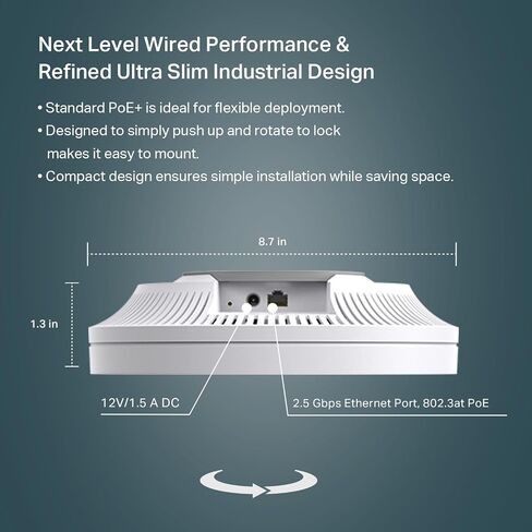 TP-Link EAP670 V2 Omada WiFi 6 Ultra- Slim AX5400 Wireless 2.5G Ceiling Mount Access Point Support Mesh, OFDMA, Seamless Roaming, HE160 & MU-MIMO SDN Integrated Cloud Access & Omada App PoE+ in Saudi Arabia