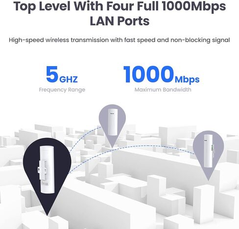 جسر UeeVii Gigabit اللاسلكي، جسر إيثرنت طويل المدى 5.8 جيجا هرتز 5 كيلومتر | جسر واي فاي 1000 ميجابت في الثانية | هوائي عالي الكسب 14 ديسيبل | نقطة إلى نقطة Ptmp CPE خارجي | منفذ RJ45 مزدوج بسرعة 1 جيجابت في الثانية | 24 فولت PoE، عبوتان (PtP-CPE688) in Kuwait