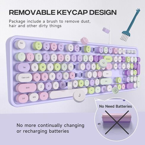 Wired Keyboard, 104 Keys Full-Sized Typewriter Keyboards, USB Office Keyboard with Number Pad, Caps Indicators, Foldable Stands for Windows, PC, Laptop, Desktop (Purple Colorful) in Saudi Arabia