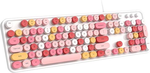 Wired Keyboard, 104 Keys Full-Sized Typewriter Keyboards, USB Office Keyboard with Number Pad, Caps Indicators, Foldable Stands for Windows, PC, Laptop, Desktop (Purple Colorful) in Saudi Arabia