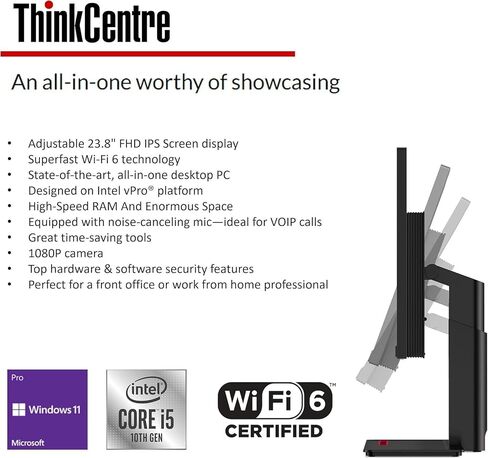 Lenovo ThinkCentre M90a | Business All-in-one Desktop | 23.8" FHD IPS Display | Intel Core i5 Processor | Wi-Fi 6 | FHD Webcome | Win 11 Pro in Saudi Arabia