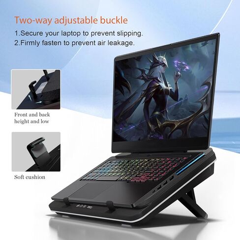 لوحة تبريد للكمبيوتر المحمول GT600 RGB مزودة بمروحة توربو عملاقة (قطر 5.5 بوصة)، رغوة محكمة الغلق للتبريد السريع للكمبيوتر المحمول للألعاب، مبرد كمبيوتر محمول مقاس 14.1-19.3 بوصة مع محور USB ثلاثي المنافذ، وفلتر غبار in Saudi Arabia