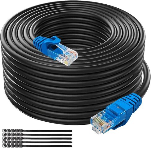 Cat6 Ethernet Cable 40Ft Cat6 Outdoor&Indoor Heavy Duty Direct Burial Patch Cable with 25 Cable Ties in Saudi Arabia