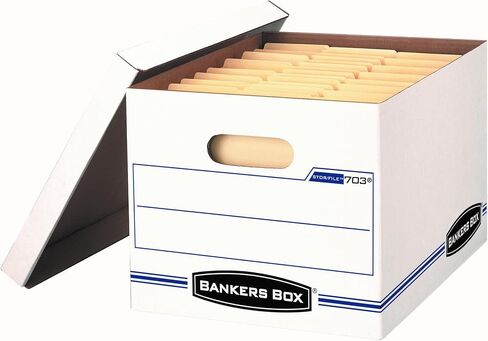 BANKERS BOX 4 Pack STOR/FILE Basic Duty File Storage Boxes, Standard Assembly, Lift-off Lid, Letter/Legal, White/Blue in Saudi Arabia
