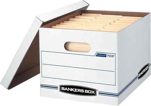 BANKERS BOX 4 Pack STOR/FILE Basic Duty File Storage Boxes, Standard Assembly, Lift-off Lid, Letter/Legal, White/Blue in Saudi Arabia