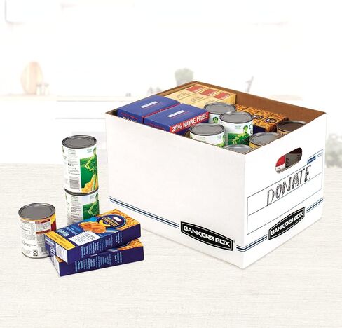 BANKERS BOX 4 Pack STOR/FILE Basic Duty File Storage Boxes, Standard Assembly, Lift-off Lid, Letter/Legal, White/Blue in Saudi Arabia