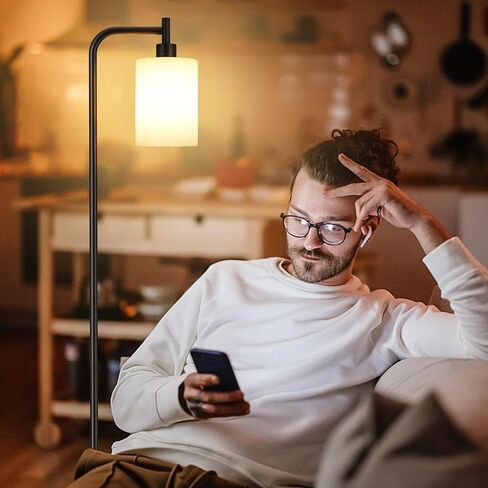 مصباح أرضي صناعي بغطاء زجاجي - أسود، مصابيح LED، مفتاح دواسة القدم، سهل التجميع in Saudi Arabia