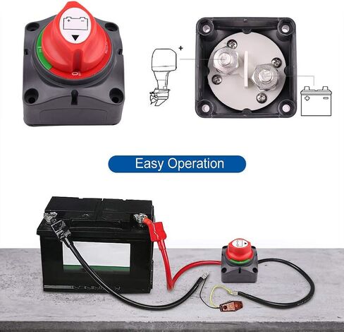 1-2-Both-Off Battery Disconnect Switch, 12V 24V 48V Battery Selector Master Cutoff Switch for Marine Boat Car RV ATV UTV Vehicle, Waterproof Heavy Duty Battery Isolator Switch, 200/1250Amps in Saudi Arabia