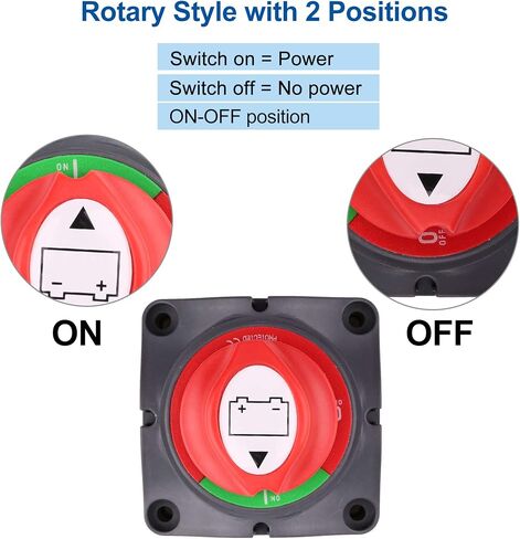 1-2-Both-Off Battery Disconnect Switch, 12V 24V 48V Battery Selector Master Cutoff Switch for Marine Boat Car RV ATV UTV Vehicle, Waterproof Heavy Duty Battery Isolator Switch, 200/1250Amps in Saudi Arabia