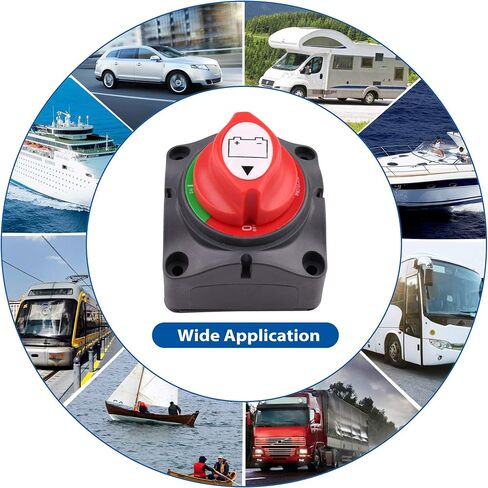 1-2-Both-Off Battery Disconnect Switch, 12V 24V 48V Battery Selector Master Cutoff Switch for Marine Boat Car RV ATV UTV Vehicle, Waterproof Heavy Duty Battery Isolator Switch, 200/1250Amps in Saudi Arabia
