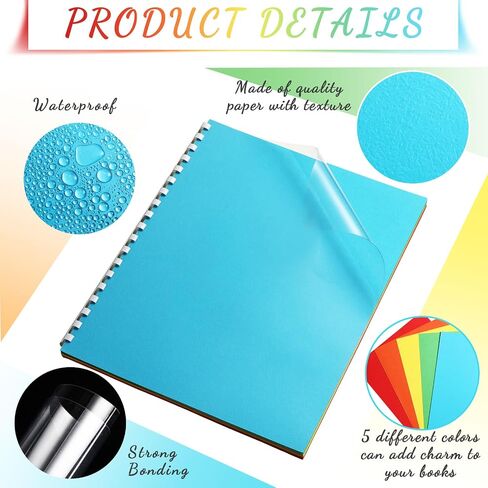 250 Pcs Colorful Binding Covers and Binding Combs 1/2 inch Kit Binding 8.5 x 11'' Paper 50 Pcs White Binding Combs 100 Pcs 250gsm Texture Cards Binding Cover 100 Pcs 8mil Presentation Covers in Saudi Arabia
