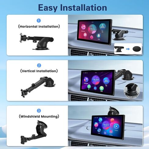 Hikity 10.1 Inch Wireless Carplay Car Stereo Built-in YouTube, Portable Touch Screen Car Play Android Auto Car Touch Screen with Backup Camera, GPS Navigation Head Unit, Bluetooth Car Radio Receiver in Saudi Arabia