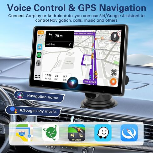 Hikity 10.1 Inch Wireless Carplay Car Stereo Built-in YouTube, Portable Touch Screen Car Play Android Auto Car Touch Screen with Backup Camera, GPS Navigation Head Unit, Bluetooth Car Radio Receiver in Saudi Arabia