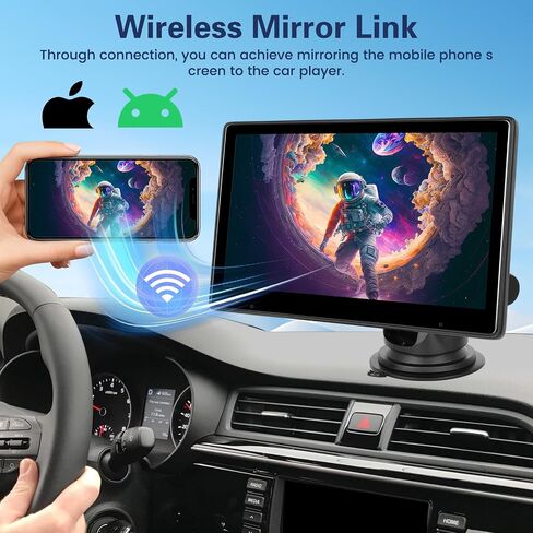 Hikity 10.1 Inch Wireless Carplay Car Stereo Built-in YouTube, Portable Touch Screen Car Play Android Auto Car Touch Screen with Backup Camera, GPS Navigation Head Unit, Bluetooth Car Radio Receiver in Saudi Arabia