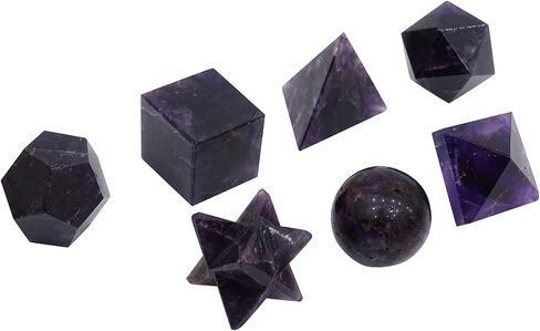 حجر الجمشت 7 قطع الهندسة المقدسة مجموعات الريكي شفاء الكريستال هدية روحية in Kuwait