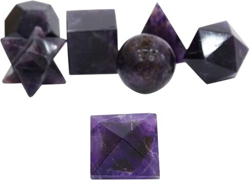 حجر الجمشت 7 قطع الهندسة المقدسة مجموعات الريكي شفاء الكريستال هدية روحية in Kuwait