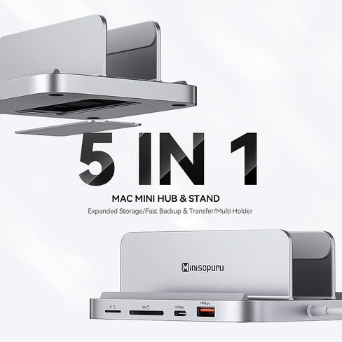 Minisopuru Upgrade Mac Mini Hub - Support M.2 NVMe/SATA SSD, 10Gbps USB C/A, Mac Mini Dock with M.2 NVMe SSD Enclosure, Mac Mini Accessories Mac Mini Stand for Mac Mini M2/M2 Pro/M1(2018 & Later) in Saudi Arabia