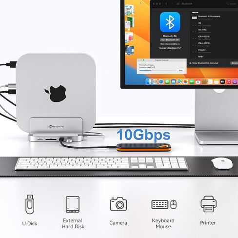 Minisopuru Upgrade Mac Mini Hub - Support M.2 NVMe/SATA SSD, 10Gbps USB C/A, Mac Mini Dock with M.2 NVMe SSD Enclosure, Mac Mini Accessories Mac Mini Stand for Mac Mini M2/M2 Pro/M1(2018 & Later) in Saudi Arabia
