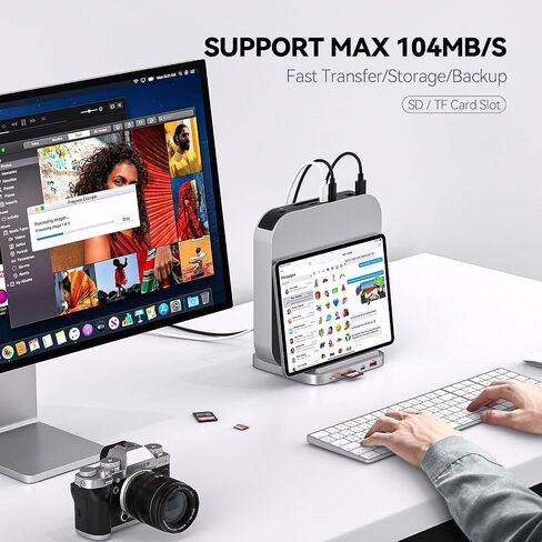 Minisopuru Upgrade Mac Mini Hub - Support M.2 NVMe/SATA SSD, 10Gbps USB C/A, Mac Mini Dock with M.2 NVMe SSD Enclosure, Mac Mini Accessories Mac Mini Stand for Mac Mini M2/M2 Pro/M1(2018 & Later) in Saudi Arabia