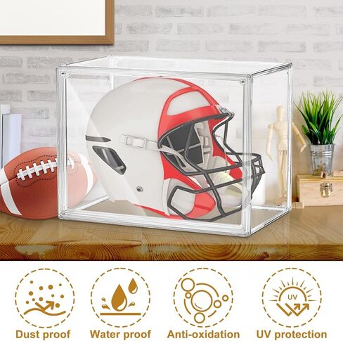 Football Helmet Display Case, Full Size Football Helmet Display Case Full Size with Mirror and Detachable Base UV Protection Clear Dust-Proof Box for Collectibles Memorabilia Storage Showcase in Kuwait