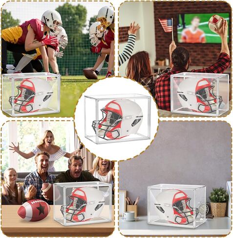 Football Helmet Display Case, Full Size Football Helmet Display Case Full Size with Mirror and Detachable Base UV Protection Clear Dust-Proof Box for Collectibles Memorabilia Storage Showcase in Kuwait