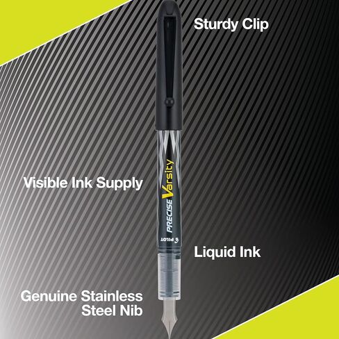 PILOT Varsity Pre-Filled Fountain Pens, Medium Point Stainless Steel Nib, Black Ink, 12-Pack in Saudi Arabia